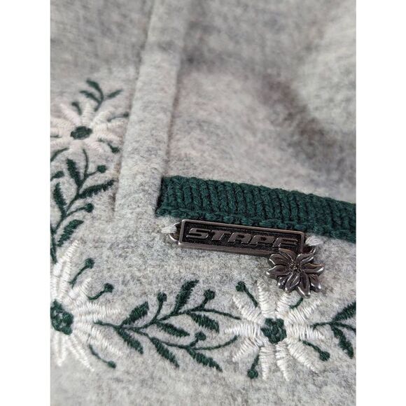 Stapf Womens Made in Austria Gray Green Trim Wool Cardigan Sweater Size 44 (XL) - Picture 3 of 6